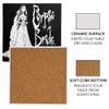 Corpse Bride Logo and Silhouette Square Ceramic Coasters, Set of 2, 3.9", Cork Base