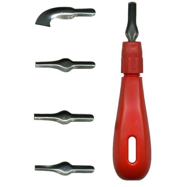 Major Brushes Lino Cutting Handle Tool & 5 Assorted Cutter Blades Nibs Set