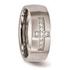 Chisel Stainless Steel Brushed CZ Cross Ring SR608