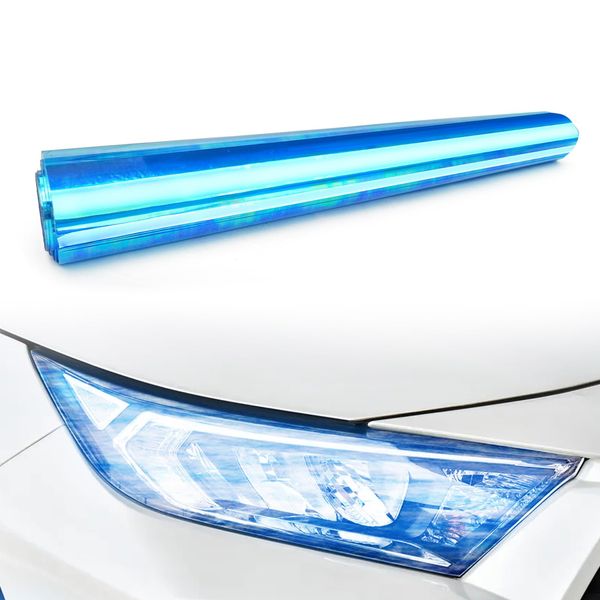 16 × 47 Inches Extra-Wide Head-Light Taillight Vinyl Tint Wrap Sticker, Roll Self Adhesive Fog Light Film Sheet Sticker (Chameleon Blue)