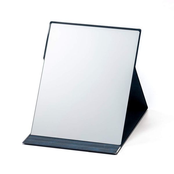 Napure Folding Mirror, Large, Navy, Folding Mirror, Tabletop Mirror, Compact, Slim, Makeup Mirror, Napure Mirror to Reflect Natural Skin Color, Made in Japan