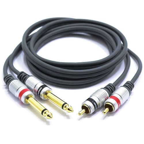 VITALCO RCA to 6.3 mm Jack Cable 3 m 2 x Male RCA Male to 2 x Large Jack Mono Audio Adapter