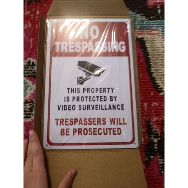 NEW 8x12" No Trespassing  Protected by Video Surveillance indoor outdoor sign