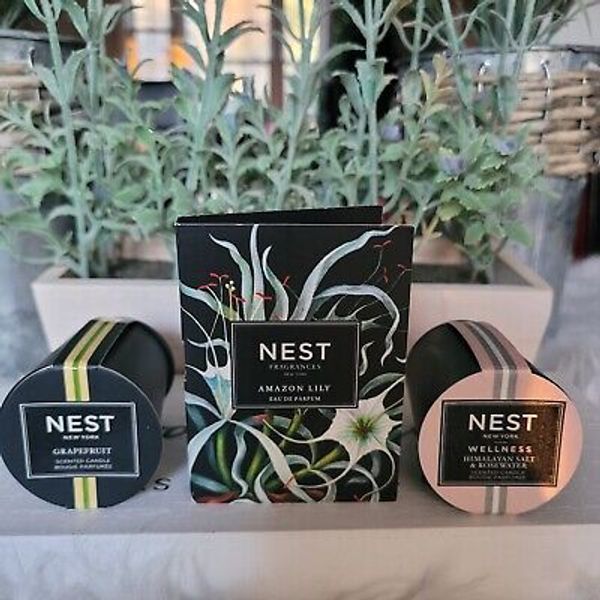 Nest Wellness Himalayan Salt Rosewater & Grapefruit Candle 0.95oz & FREE Perfume