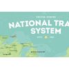 US National Trails System Map 24x36 Poster (Green & Aqua)