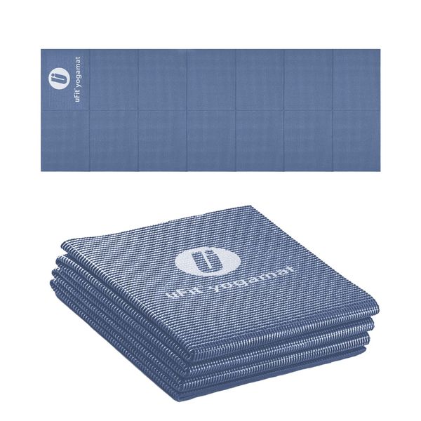 uFit Yoga Mat, Foldable, Recommended by Former Professional Table Tennis Player Jun Mizutani, Popular, Lightweight, 0.16 inches (4 mm), Washable, Cushioned, Portable, Japanese Brand, Dusty Blue