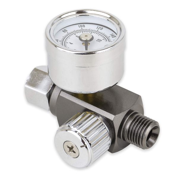 Air Adjusting Regulator Valve with Pressure Gauge for Spray Guns and Air Tools (1/4” NPS) (Analog Pressure Gauge)