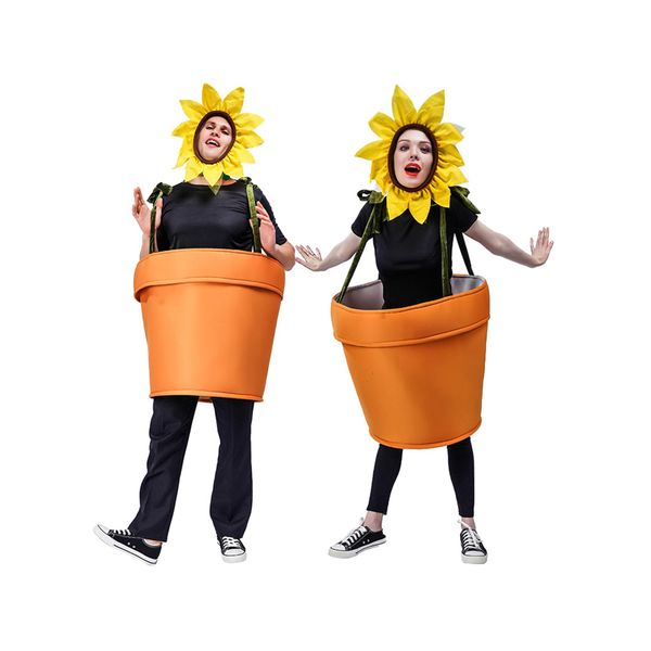 LYSINK Adult Sunflower Potted Plants Cosplay Costume Halloween Flower Pot Outfits Men Women Fancy Dress Party Clothes (Auburn, One Size)