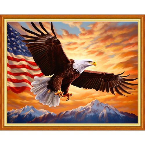 Joyhoor Cross Stitch Kits for Beginners Stamped Cross-Stitch Supplies Needlework preprint Embroidery Kits for Adults DIY Needlepoint Kits Embroidery Patterns 11CT-Flag Eagle 16x20 inchs