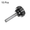 sourcing map 15pcs Knurled Knobs M6 x 25mm Male Thread 20mm Head Grip Plastic Metric Clamping Knobs Handles Thumb Screws with Threaded Stud, Black