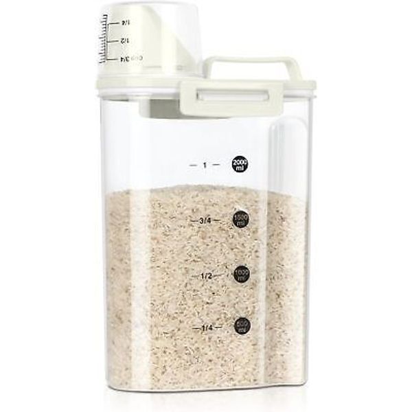 TBMax Rice Container, Crystal-Clear PET Airtight Food Storage Container Beige