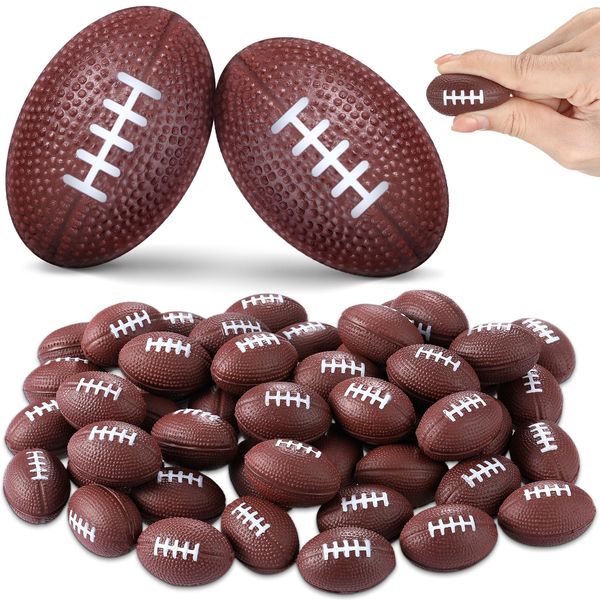 Wettarn 50 Pack Mini Foam Football Bulk 1.5 Small Football Toy Squeeze Sports Balls Football Stress Ball Football Party Decorations Sports Party Favors Reward Bag Gift Fillers School Classroom Prize