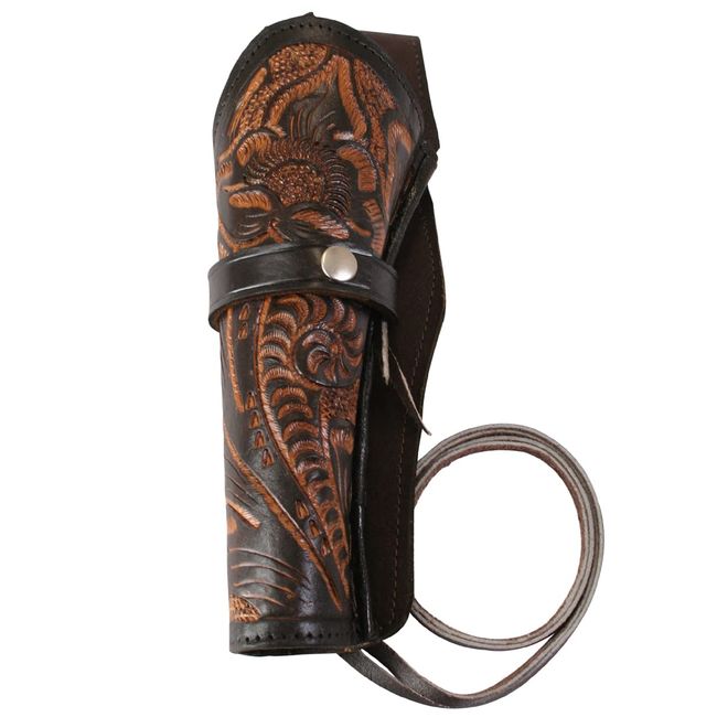 Historical Emporium Long Left Hand Western Holster Tooled Leather Black