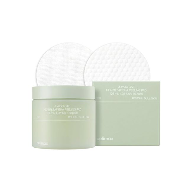 celimax Ji.Woo.Gae Cica BHA Blemish Toner Pad | BHA PHA LHA Complex, Centella Asiatica Extract, Hydrating, Moisturizing, Soothing, Reparing, For Acne Prone Skin, Oily Combination Skin (60 pads)