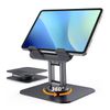 Tablet Stand, iPad 360° Rotating Base, Foldable, Height Adjustable Angle, Compact Tabletop Stand, Anti-Slip Stability, Ergonomic Design, Compatible with Many Models, iPad Pro, Smartphone, Switch
