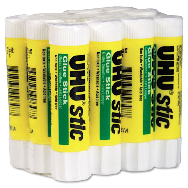UHU Stic Permanent Clear Application Glue Stick, 8.2 g, .29 oz, 12/Pack