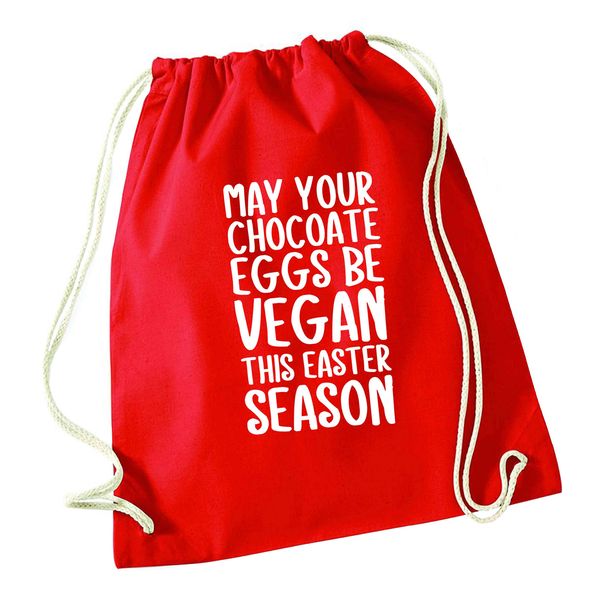 Flox Creative Red Drawstring Bag Chocolate Eggs be Vegan this Easter Season
