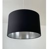 Black Cotton Brushed Silver Drum Lampshade