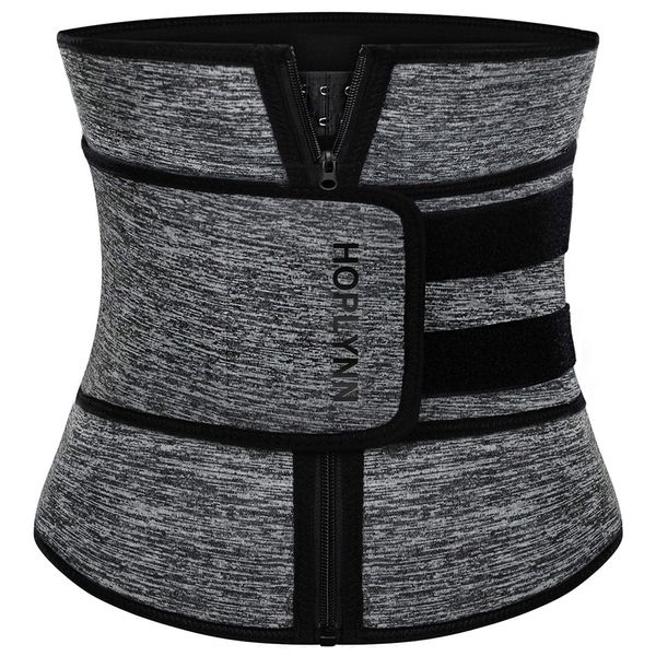 HOPLYNN Neoprene Sweat Waist Trainer Corset Trimmer Shaper Belt for Women, Workout Plus Size Waist Cincher Stomach Wraps Bands Gray XXX-Large