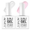 Builder Gel, 5 in 1 Nail Builder Gel and Base Gel Strengthener Gel Builder Clear and Pink Gel Color in a Bottle 15ml Hard Gel Builder Extension Nail Without Builder Gel Nail Forms