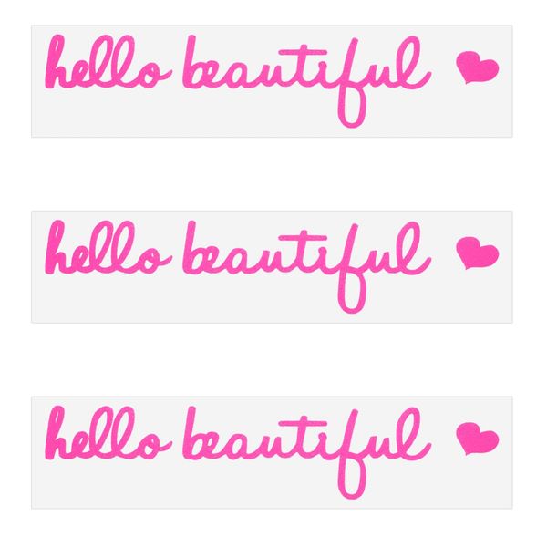 3pcs Hello Beautiful Rearview Mirror Decal, Pink Rearview Mirror Decal Hello Beautiful Mirror Decal Car Window Decals Vanity Mirror Stickers Positive Affirmation Car Decals for Women