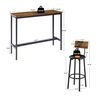 EZAPOR Compact 3-Piece Bar Table Set with 2 Cushioned Stools and Backrest, Rustic Brown - Space-Saving Design for Small Spaces