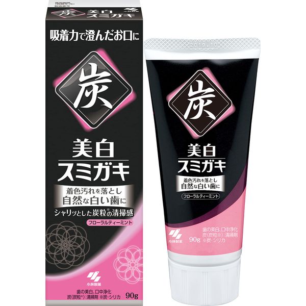 Whitening Smigaki with Charcoal Grain (Charcoal and Silica), Tooth-Whitening Toothpaste, Floral Tea Mint Scent, 3.2 oz (90 g)