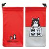 Black and White Smartphone Pouch Microfiber Drawstring Cleaner (9 x 17 cm, Tenchan Drawing (Red)