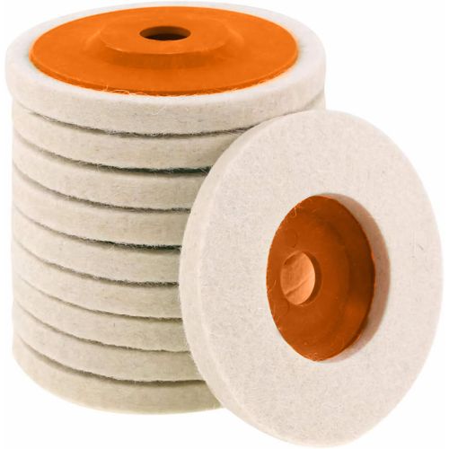 Tworider 10 Pcs 4 Inch Wool Felt Polishing Wheel Disc,Wool Polishing Wheel Disc for 5/8" Arbor Angle Grinder, for Metal Aluminum,Stainless Steel, Chrome, Jewelry, Wood, Plastic, Ceramic, Glass