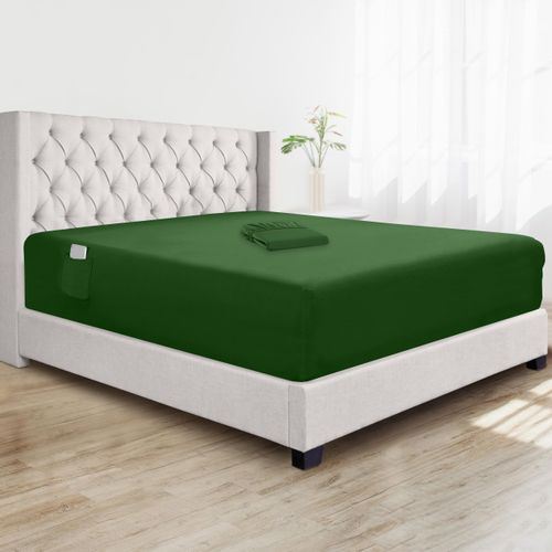Elegant Comfort Super Soft 1-Piece Single Extra Deep Pocket 1500 Premium Hotel Quality Microfiber Fitted Sheet for High Mattress up to 21" inch with Double Sided Smart Pockets, Queen, Hunter Green