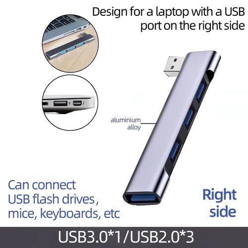 USB Hub Wireless 4-Port for Laptop，Portable USB 3.0 Hub Splitter，USB Extension Docking Station for MacBook Air/Pro, PC, Keyboard, Flash Drive, Mobile HDD (USB Hub for Right)
