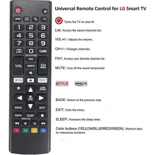 Universal TV Remote for LG TV Remote Control (All Models) Compatible with All LG Smart TV LCD LED 3D AKB75095308 AKB75375604 AKB75095307 AKB75675304 AKB74915305 Remote Control for LG TV