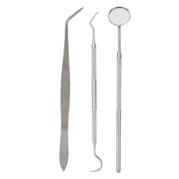 Oral Care Kit 3pcs/Set Stainless Steel Oral Care Kit Plaque Calculus Removal Dental Hygiene Tool for Home Use