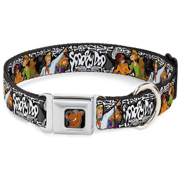 Buckle-Down Seatbelt Buckle Dog Collar - SCOOBY DOO Group Pose/Bones - 1" Wide - Fits 15-26" Neck - Large