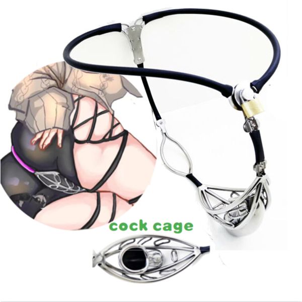 Bondage Stainless Steel Invisible Chastity Belt Pants with Hole Lock Cage Male