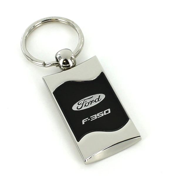 AU-TOMOTIVE GOLD Rectangular Wave Key chain for Ford F-350 (Black)