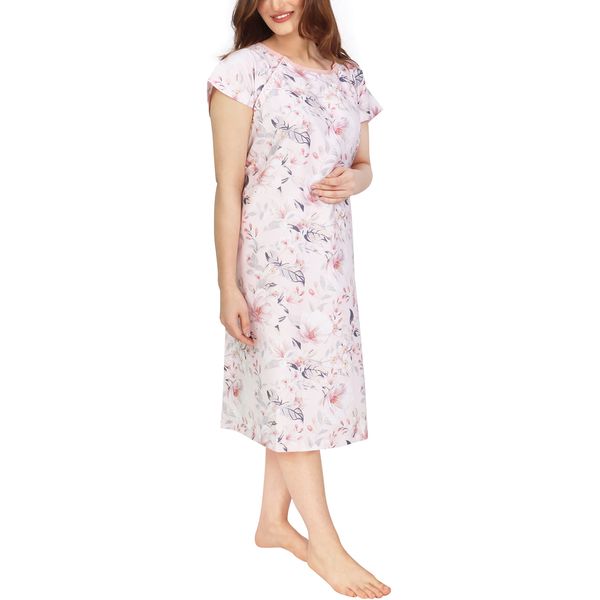 NY Threads Hospital Gown, Soft and Stylish Patient Gown (Small-Medium, White Rose - Pink)