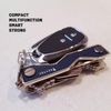 Genuine Keytec X Multi Tool Included, Multi-Function Key Case, Compact, Key Storage Tool, Carabiner & Expansion Pack Included (Navy/Silver Rim)