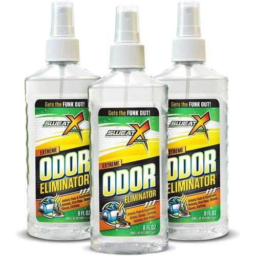 Sweat X Sport Extreme Odor Spray, Multipurpose Deodorizer for Stinky Shoes, Sports Equipment and All Odors, 8 Ounce Concentrated Formula, 3 Pack