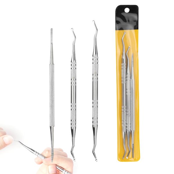 RTRTGS 3 Pezzi Set di Unghie Incarnite,Strumenti per Manicure e Pedicure,Nail Lifter e Lima per Unghie,Pedicure Utensile Rimuovi Cuticole, Lifter in Acciaio Inox