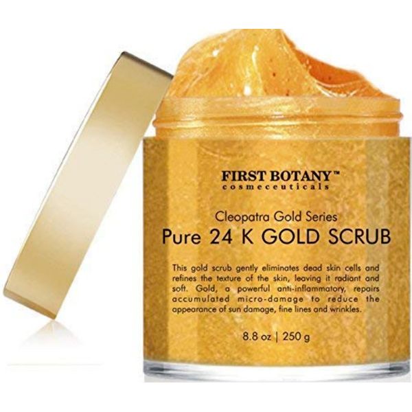 BEST 24k Gold Scrub for Fine Lines Wrinkles - Body Scrub Moisturizer Exfoliater