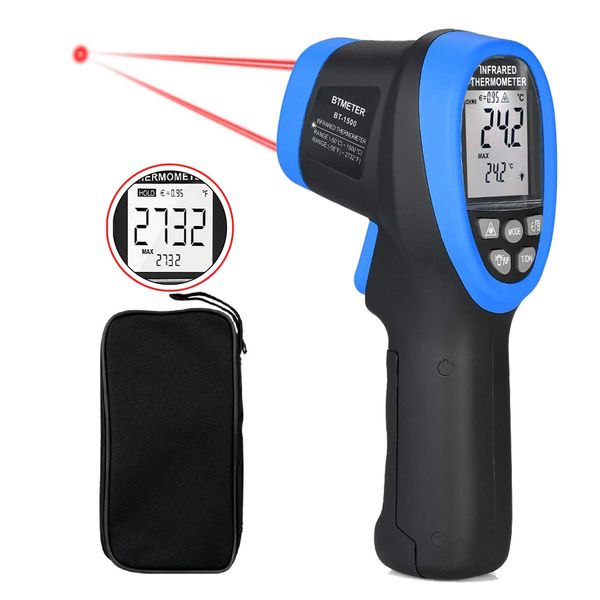 BTMETER BT-1500 Non-Contact Pyrometer 30:1 Industrial Laser Thermometer Gun, -58℉ to 2732℉ (-50℃ ~ 1500℃) High Temp Infrared Thermometer (NOT for Human)