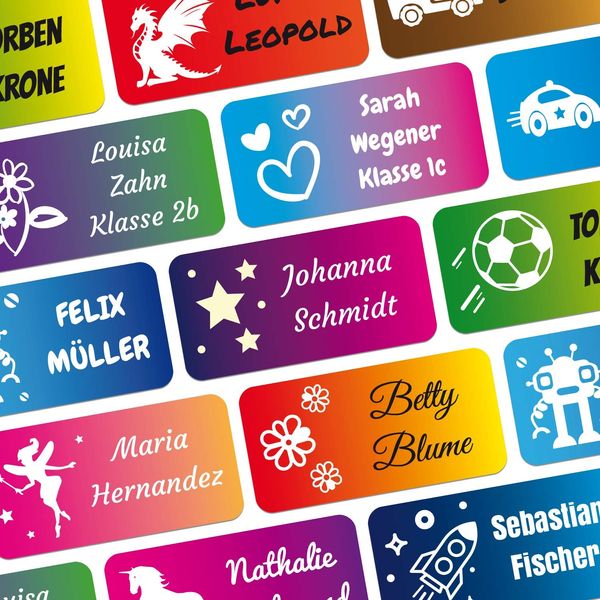 foliado® kids Namensaufkleber Kinder bis zu 3-zeilig Etikett 30x15mm Sticker Namensetikett Schule Kita Kindergarten personalisierte Klebeetiketten wasserfest (60 Stück) APD-020