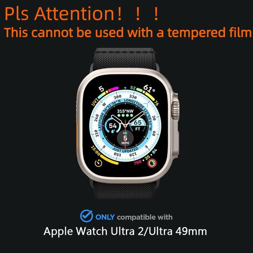 NewWays Compatible for Apple Watch Ultra 2/Ultra Screen Protector 49mm,Titanium Alloy Frame Built-in 9H Tempered Glass Film,Lightweight Waterproof Metal Case for iWatch 49mm,Titanium