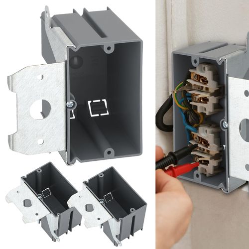 Copkim 3 Pcs Adjustable Single Gang Electrical Box 1 Gang Electrical Outlet Box with Brackets 14cu Inch PVC Grey Plastic Electrical Boxes ETL Listed Old Work Outlet Juction Box for Home Improvement