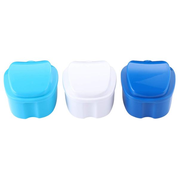 3Pcs Bath Case with Strainer False Teeth Storage Box with Baskett Net Container Holder for Travel, Retainer Cleaning Case