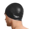 Speedo Unisex's Plain Flat Swimming Cap-Black, One Size