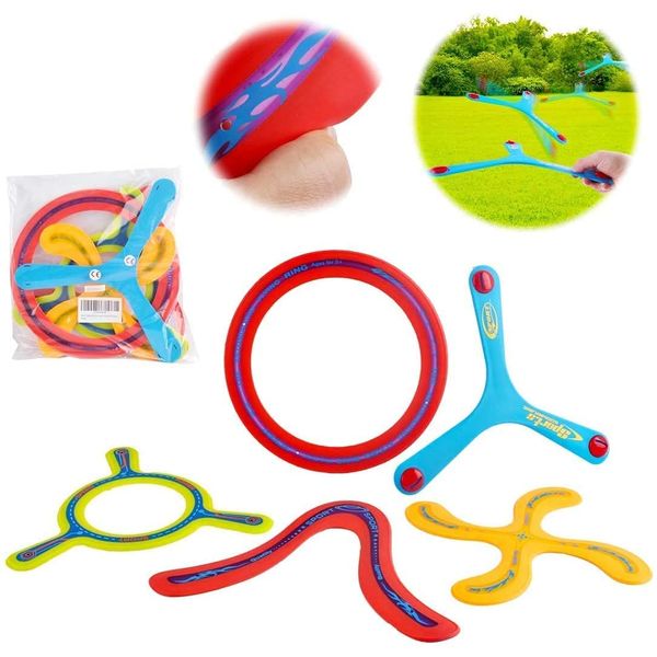 deAO 5 Piece Colourful All Style Returning Boomerang Sports Game Toy for Beginners and Young Throwers