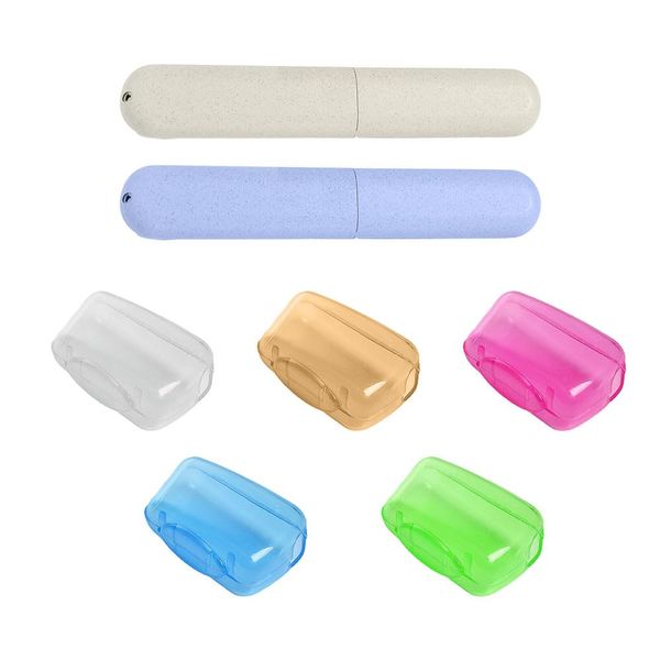 Toothbrush Case, 2 Pcs Toothbrush Travel Case and 5 Pcs Portable Toothbrush Head Covers, Toothbrush Storage Case, Toothbrush Protective Case, Toothbrush Caps, for Travel Outdoor Camping Hiking