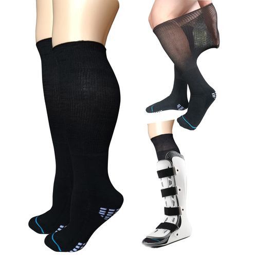 2 Pairs Replacement Sock Liner for Orthopedic Walking boot Air Cam Walkers, Cast Socks Under Air Cast Brace Surgical Broken Leg Toe Fracture boot